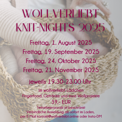 KnitNight-Termine 2. Halbjahr 2025